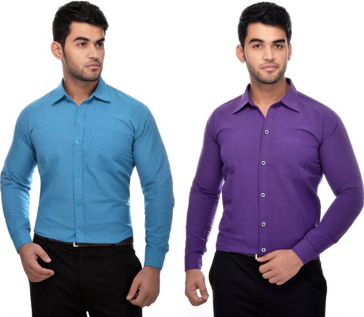 Men Regular Fit Solid Spread Collar Formal Shirt