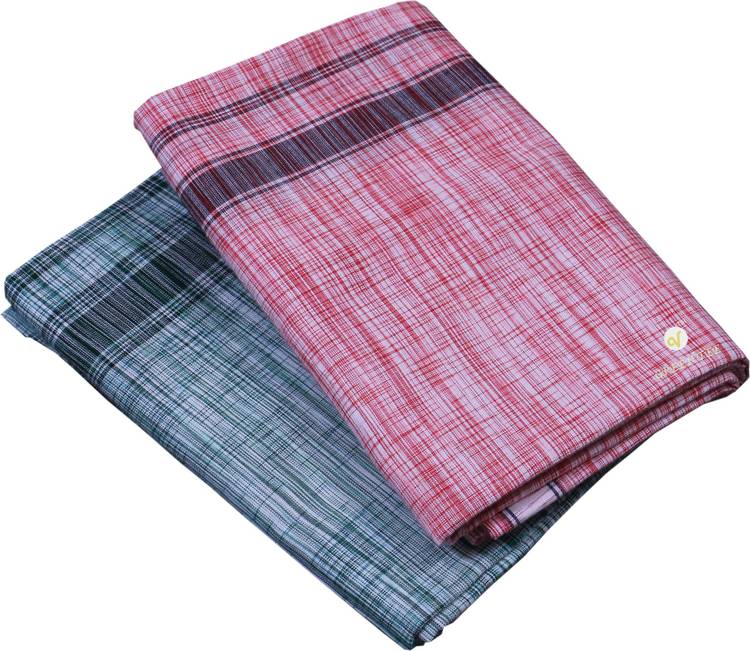 GREEN TEE Striped Red, Green Lungi