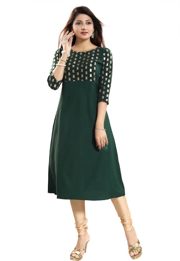 Women Printed Polycotton, Poly Crepe A-line Kurta Price in India
