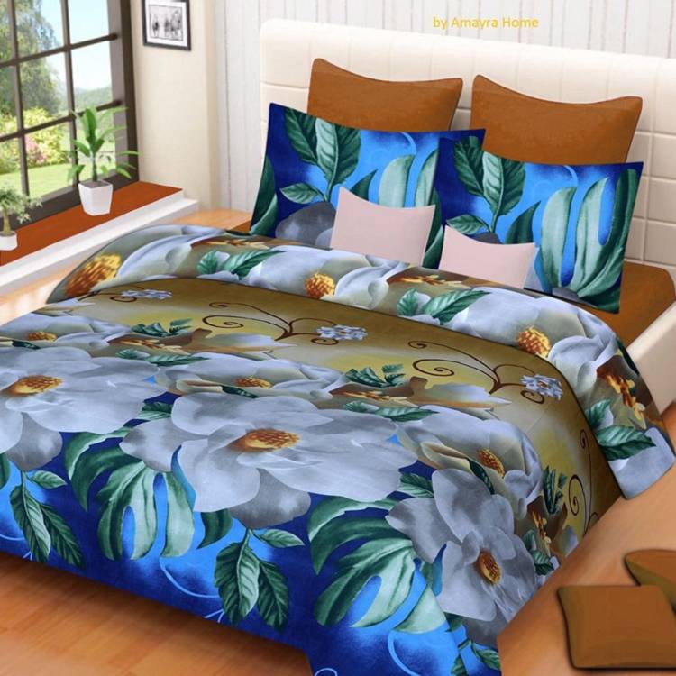 Gold 130 TC Polycotton Double Floral Bedsheet