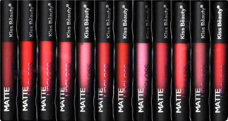 Kiss Beauty Matte Lipgloss Pack of 12 Price in India