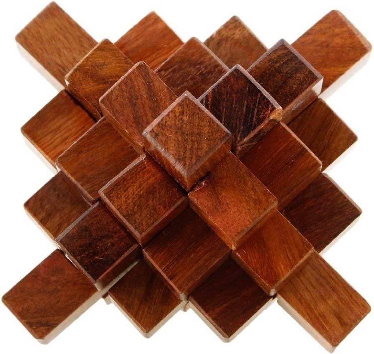 WoodCart Wooden Crystal Shape 8 Pieces Piller Puzzle for Child/Adult/young Sheesham