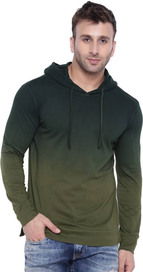 Ombre Men Hooded Green T-Shirt Price in India