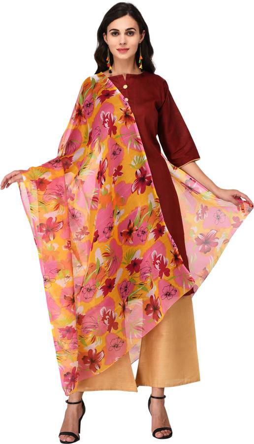 Polycotton Floral Print Multicolor Women Dupatta