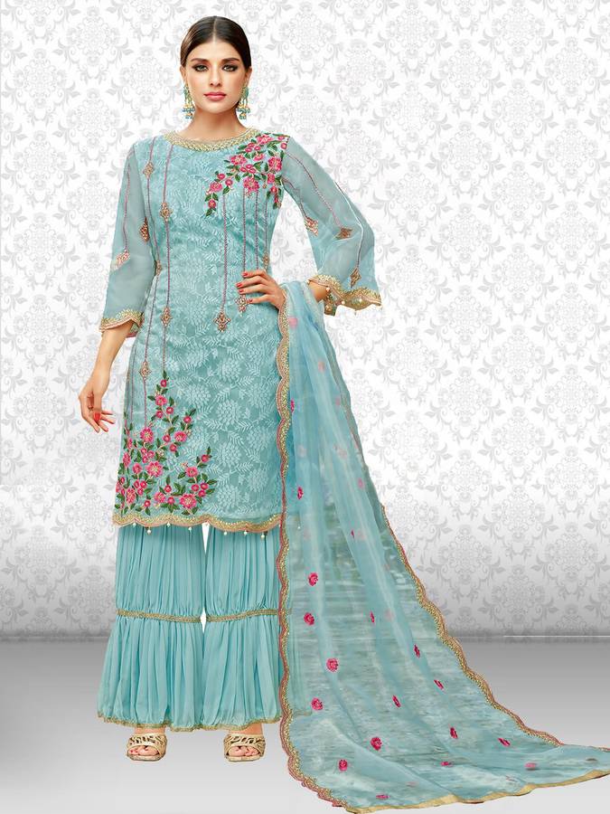 Divastri Cotton Blend Embroidered Salwar Suit Material