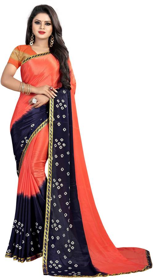 Self Design Bandhani Poly Silk Saree