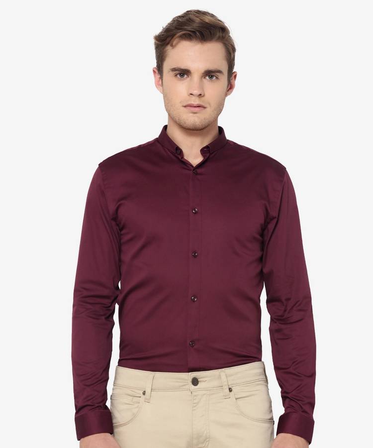 Men Slim Fit Solid Casual Shirt