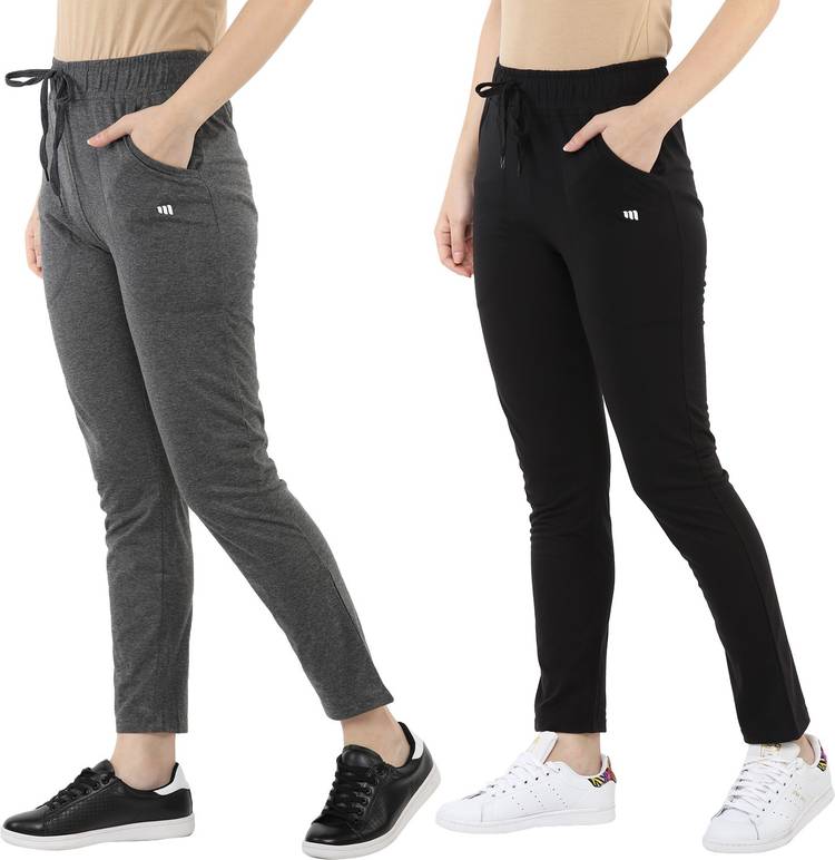 Solid Women Black, Grey Track Pants