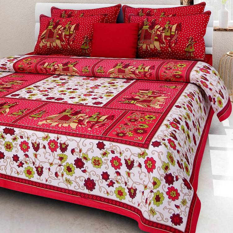 BADGUJAR 228 TC Cotton Double Animal Bedsheet