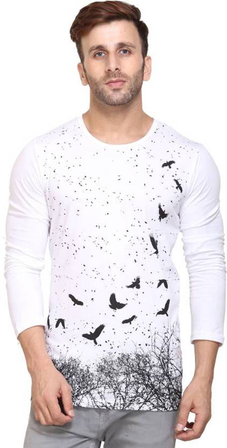 Graphic Print Men Round Neck White T-Shirt