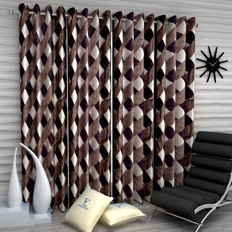 HHH FAB 270 cm (9 ft) Polyester Long Door Curtain (Pack Of 4)