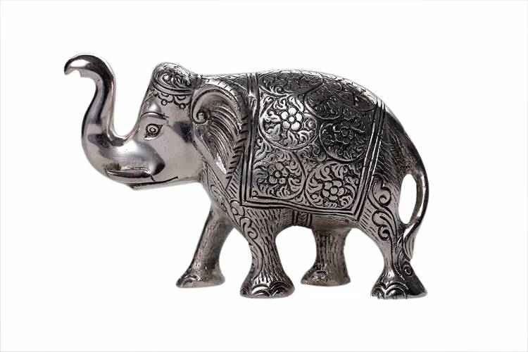 DreamKraft Metal Small Elephant for Home Décor and Showpiece Decorative Showpiece  -  15 cm