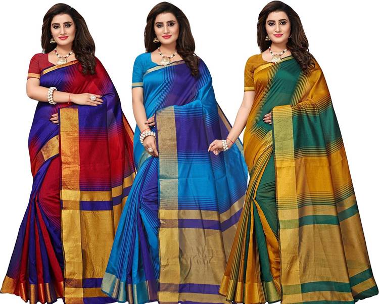 Striped Fashion Cotton Silk Saree