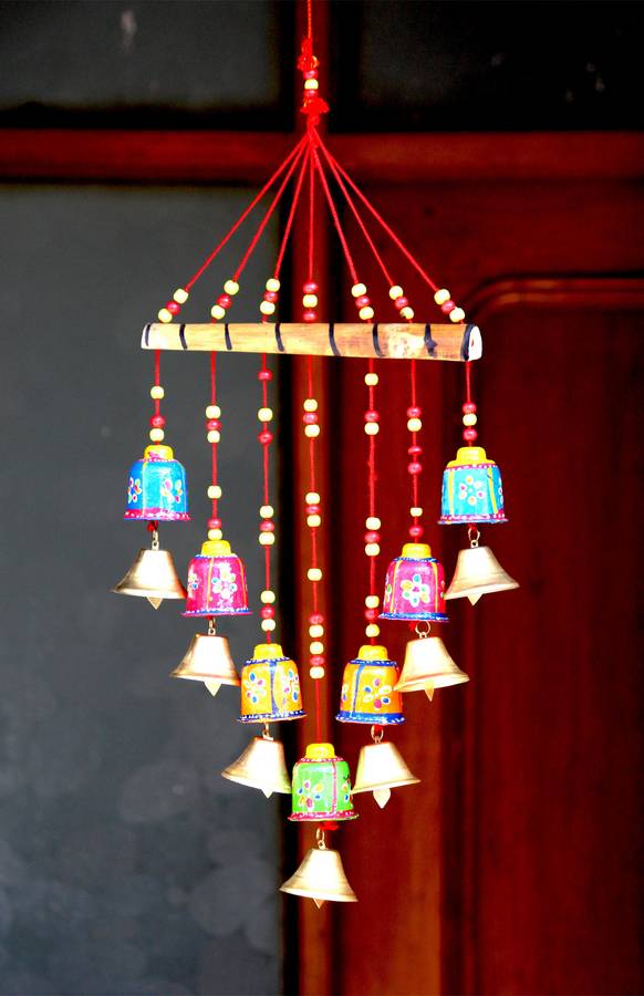 Craft Junction Handcrafted Rajasthani Bells Design Wall Hanging Decorative Showpiece  -  45 cm