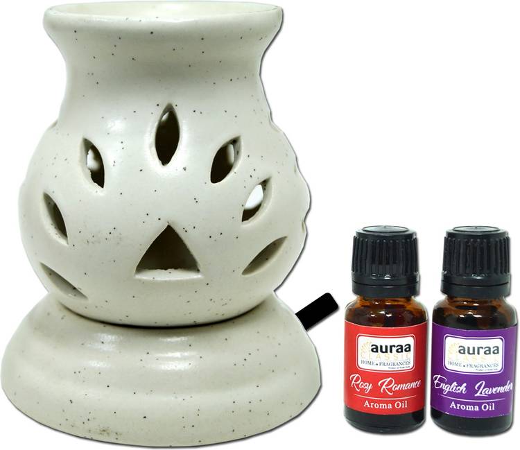 Asian Aura Electric Aroma Diffuser Set Round Shape Burner Fragrance:, Rosy Romance, English Lavender Diffuser Set