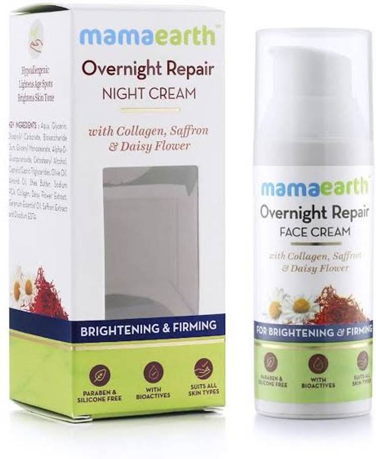 MamaEarth Skin Repair Night Cream for Glowing Skin & Anti Ageing, with Collagen, Saffron & Daisy Flower