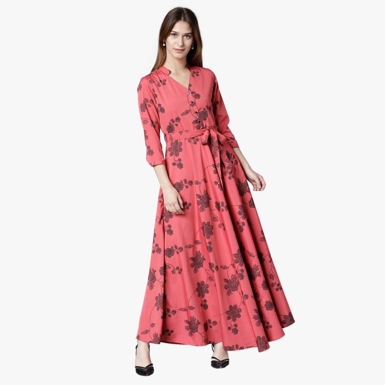 Women Maxi Pink, Black Dress Price in India