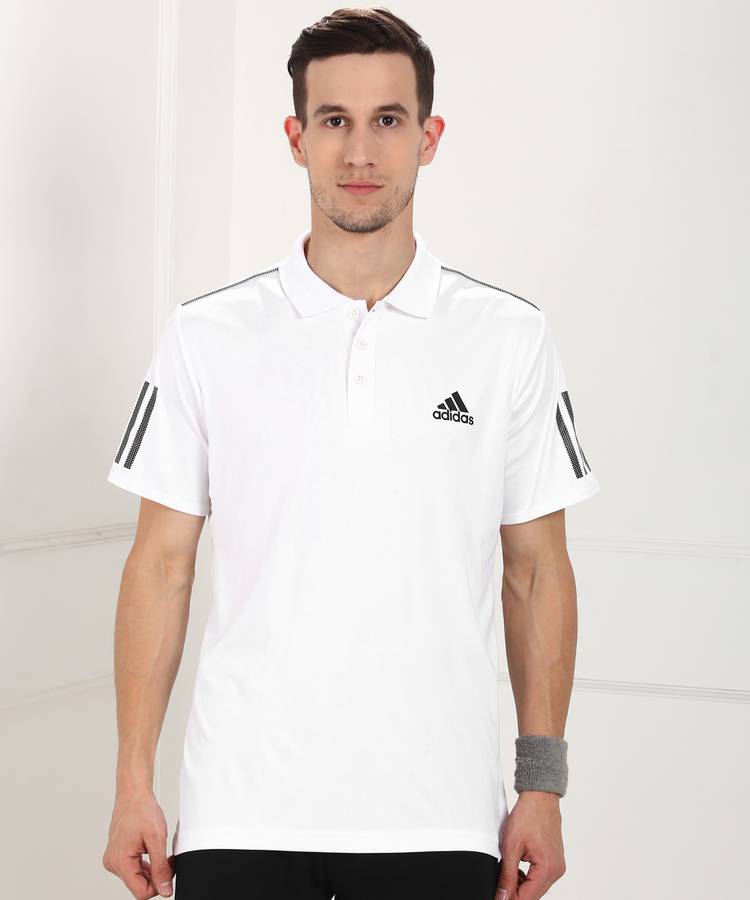 Sporty Men Polo Neck White T-Shirt