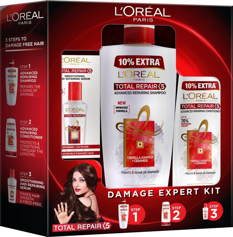 L'Oreal Paris Total Repair 5 Combo (Total Repair Shampoo, 704 ml + Total Repair Conditioner, 192.5 ml + Total Repair Serum, 40ml)