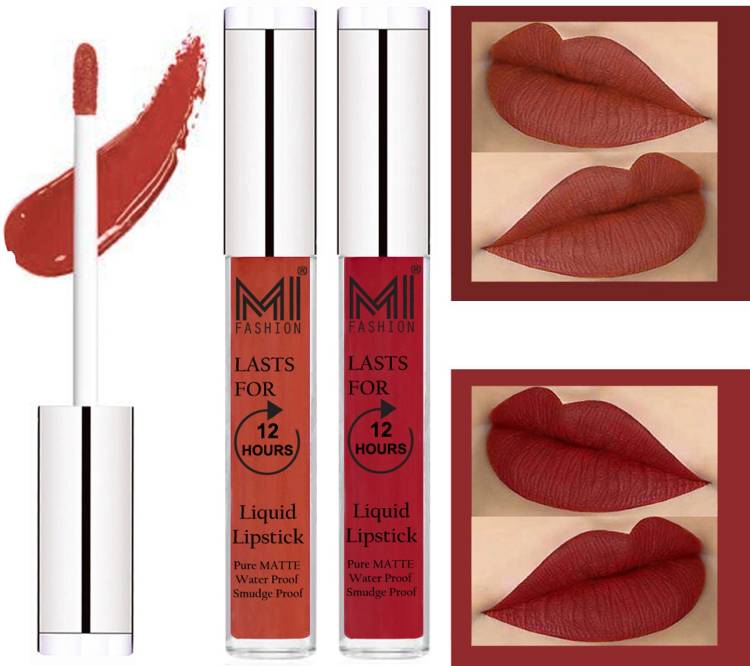 MI FASHION 100% Veg Matte Liquid Lip Gloss Lipstick Waterproof, Long Lasting Set of 2 - Code-085 Price in India