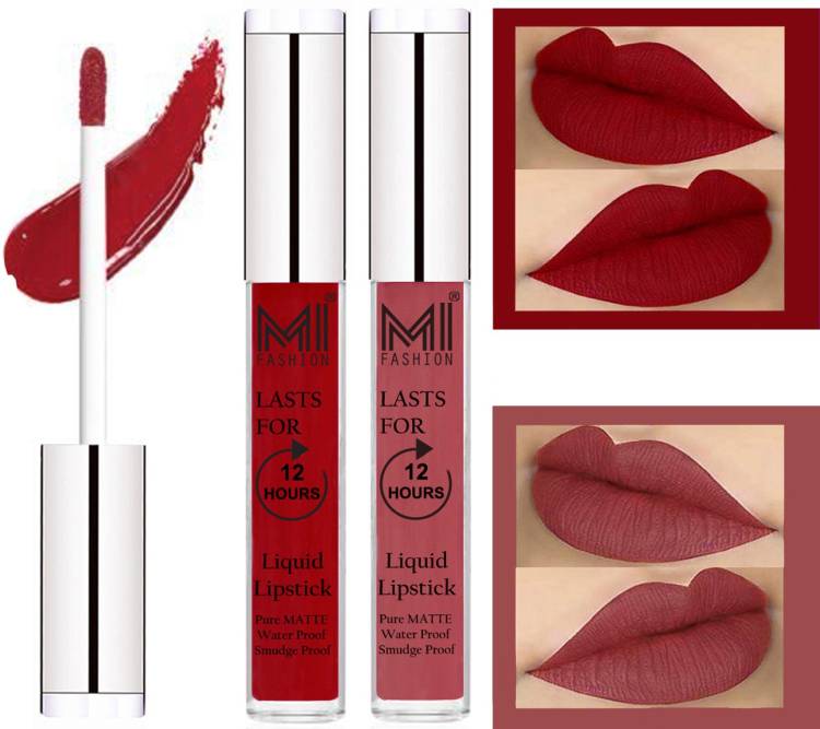 MI FASHION 100% Veg Matte Liquid Lip Gloss Lipstick Waterproof, Long Lasting Set of 2 - Code-063 Price in India