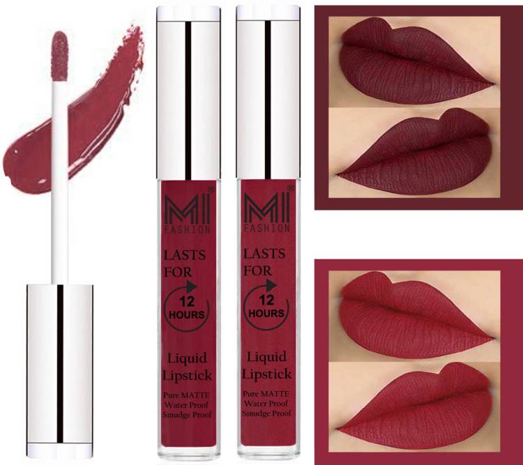 MI FASHION 100% Veg Matte Liquid Lip Gloss Lipstick Waterproof, Long Lasting Set of 2 - Code-132 Price in India