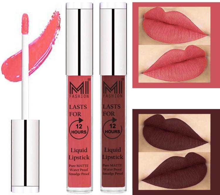 MI FASHION 100% Veg Matte Liquid Lip Gloss Lipstick Waterproof, Long Lasting Set of 2 - Code-503 Price in India