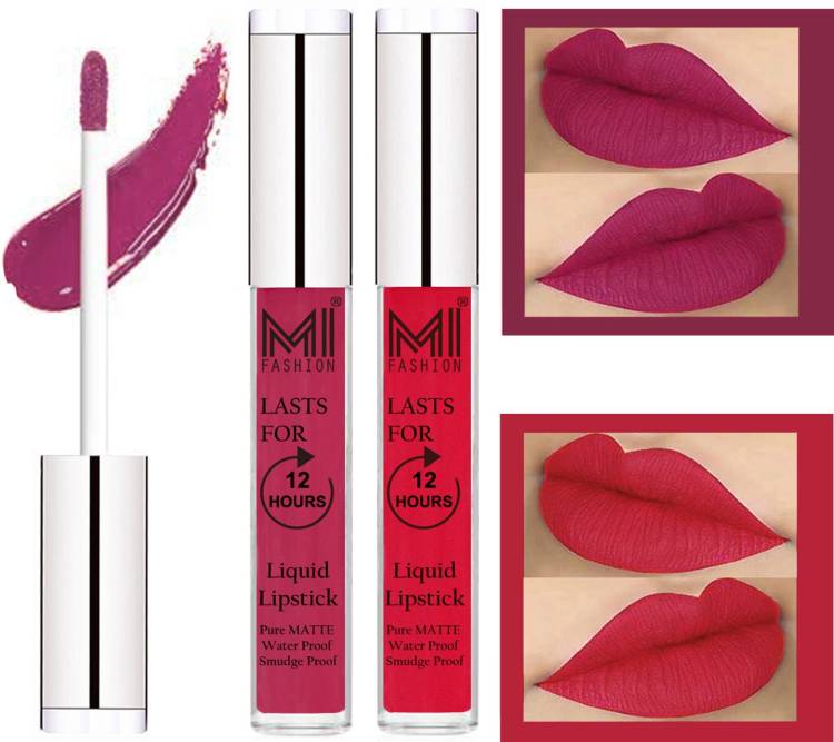 MI FASHION 100% Veg Matte Made in India Liquid Lip Gloss Lipstick Waterproof, Long Lasting Set of 2 - Code-153 Price in India