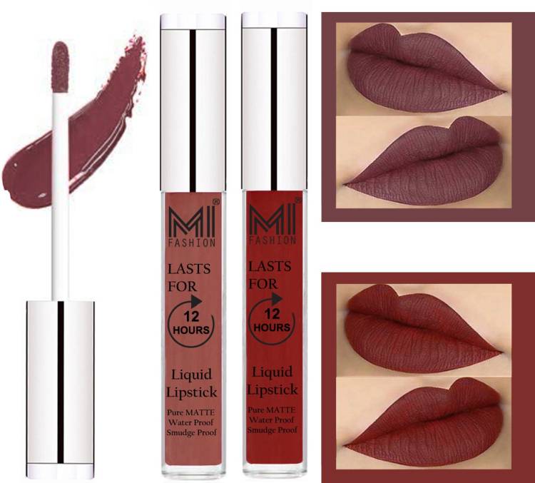 MI FASHION 100% Veg Matte Made in India Liquid Lip Gloss Lipstick Waterproof, Long Lasting Set of 2 - Code-471 Price in India