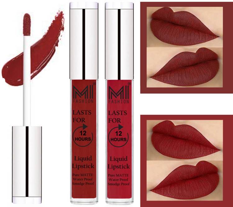 MI FASHION 100% Veg Matte Made in India Liquid Lip Gloss Lipstick Waterproof, Long Lasting Set of 2 - Code-449 Price in India