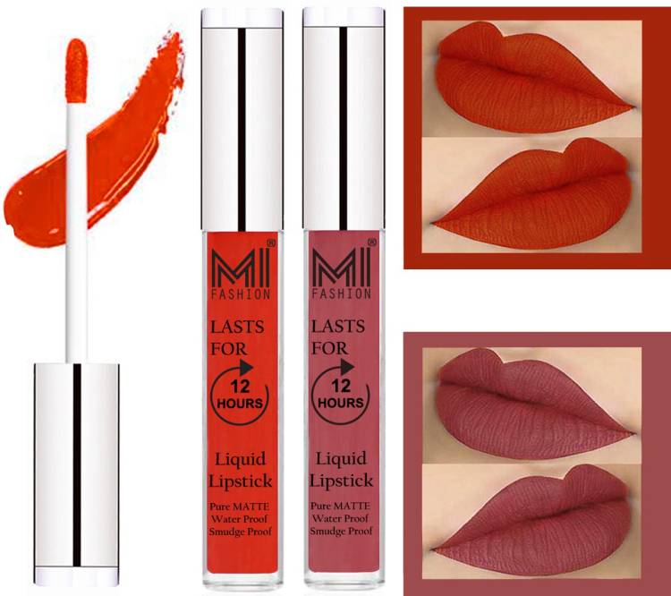 MI FASHION 100% Veg Matte Made in India Liquid Lip Gloss Lipstick Waterproof, Long Lasting Set of 2 - Code-162 Price in India