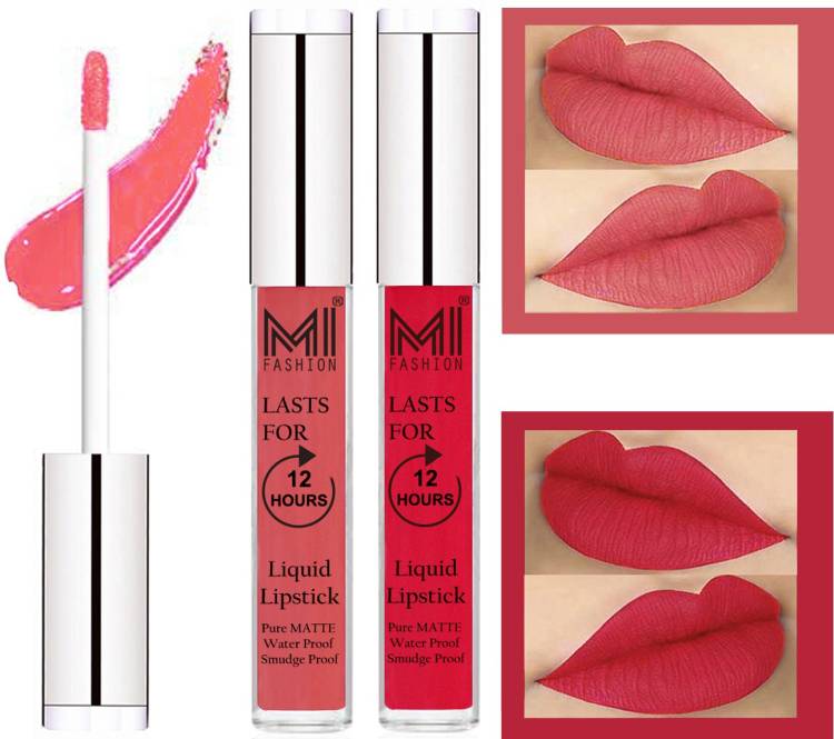MI FASHION 100% Veg Matte Made in India Liquid Lip Gloss Lipstick Waterproof, Long Lasting Set of 2 - Code-560 Price in India