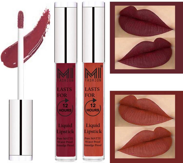MI FASHION 100% Veg Matte Made in India Liquid Lip Gloss Lipstick Waterproof, Long Lasting Set of 2 - Code-167 Price in India