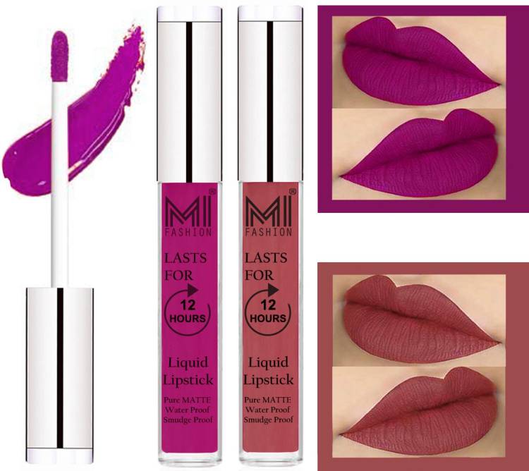 MI FASHION 100% Veg Matte Made in India Liquid Lip Gloss Lipstick Waterproof, Long Lasting Set of 2 - Code-419 Price in India