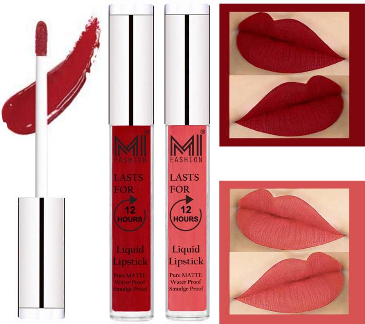 MI FASHION 100% Veg Matte Liquid Lip Gloss Lipstick Waterproof, Long Lasting Set of 2 - Code-045 Price in India