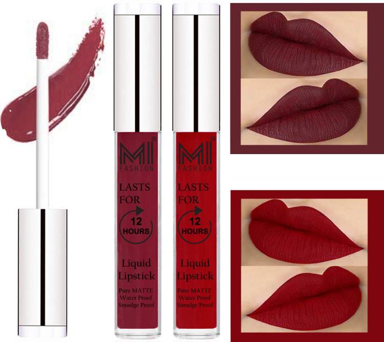 MI FASHION 100% Veg Matte Made in India Liquid Lip Gloss Lipstick Waterproof, Long Lasting Set of 2 - Code-188 Price in India