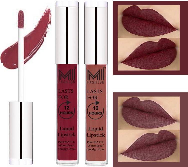 MI FASHION 100% Veg Matte Liquid Lip Gloss Lipstick Waterproof, Long Lasting Set of 2 - Code-169 Price in India