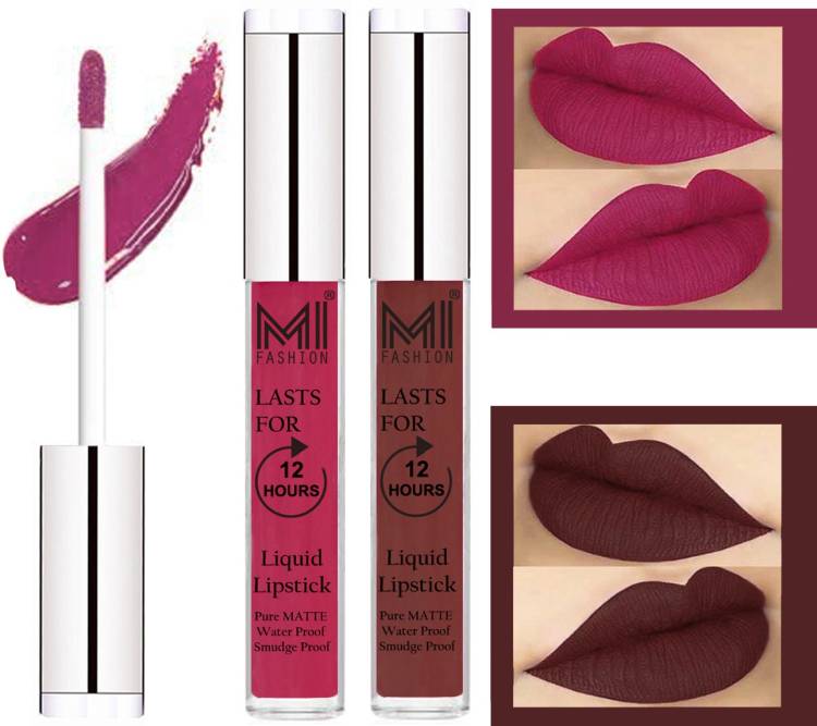 MI FASHION 100% Veg Matte Liquid Lip Gloss Lipstick Waterproof, Long Lasting Set of 2 - Code-403 Price in India