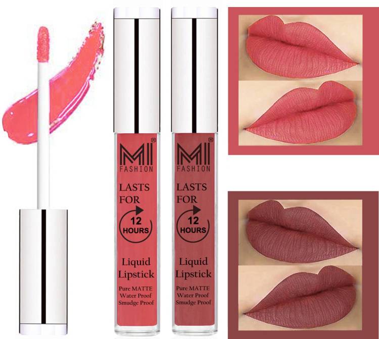 MI FASHION 100% Veg Matte Made in India Liquid Lip Gloss Lipstick Waterproof, Long Lasting Set of 2 - Code-152 Price in India