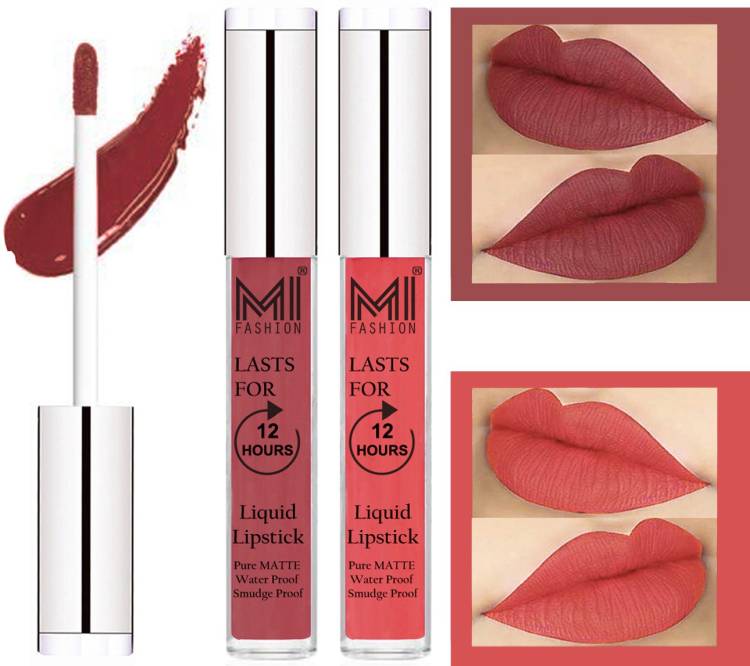 MI FASHION 100% Veg Matte Liquid Lip Gloss Lipstick Waterproof, Long Lasting Set of 2 - Code-397 Price in India
