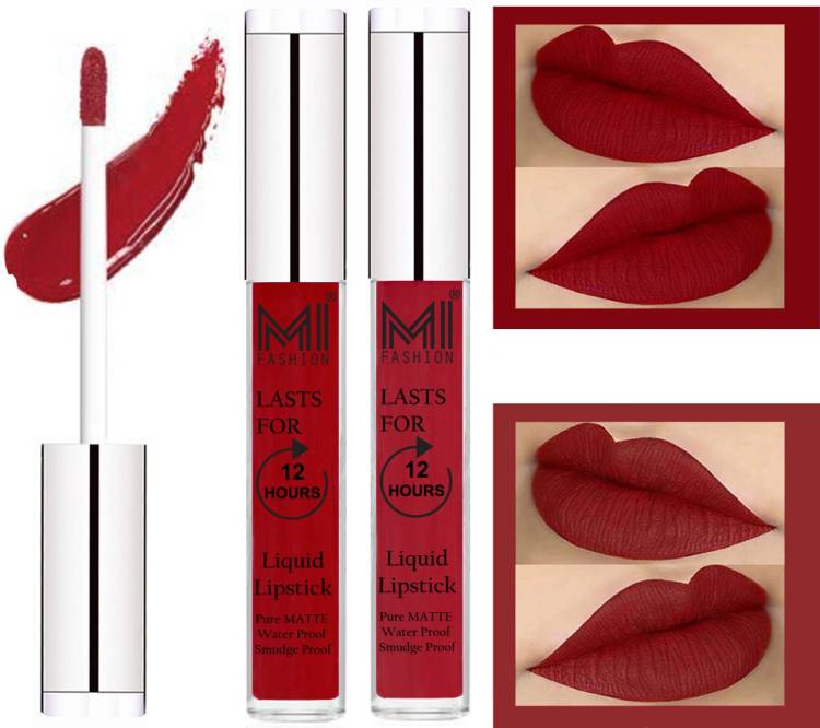 MI FASHION 100% Veg Matte Made in India Liquid Lip Gloss Lipstick Waterproof, Long Lasting Set of 2 - Code-021 Price in India