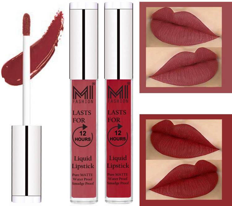 MI FASHION 100% Veg Matte Made in India Liquid Lip Gloss Lipstick Waterproof, Long Lasting Set of 2 - Code-110 Price in India