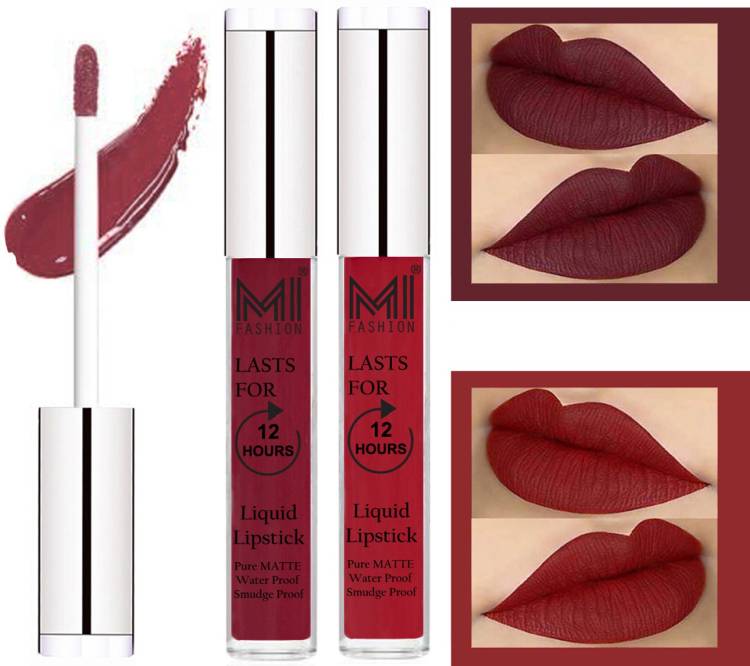 MI FASHION 100% Veg Matte Made in India Liquid Lip Gloss Lipstick Waterproof, Long Lasting Set of 2 - Code-139 Price in India