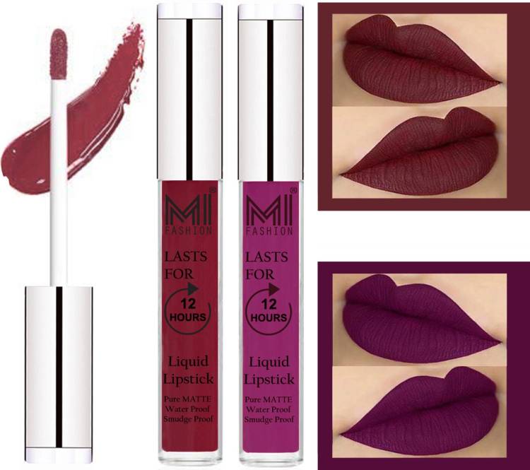 MI FASHION 100% Veg Matte Made in India Liquid Lip Gloss Lipstick Waterproof, Long Lasting Set of 2 - Code-271 Price in India