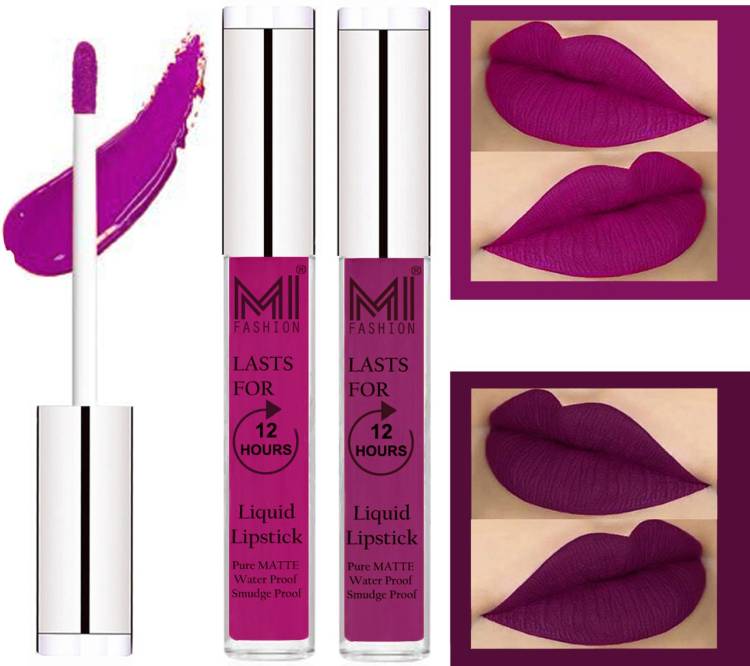 MI FASHION 100% Veg Matte Made in India Liquid Lip Gloss Lipstick Waterproof, Long Lasting Set of 2 - Code-566 Price in India