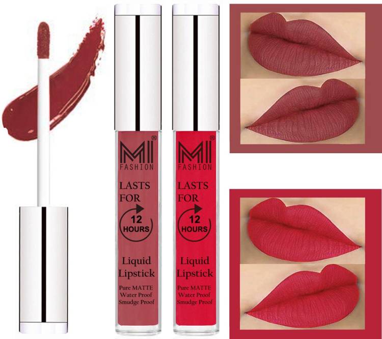 MI FASHION 100% Veg Matte Liquid Lip Gloss Lipstick Waterproof, Long Lasting Set of 2 - Code-479 Price in India
