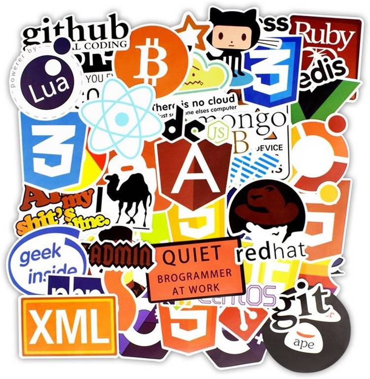 iDream Programming Language Software Geek Stickers (Pack of 50) Vinyl Laptop Decal 15