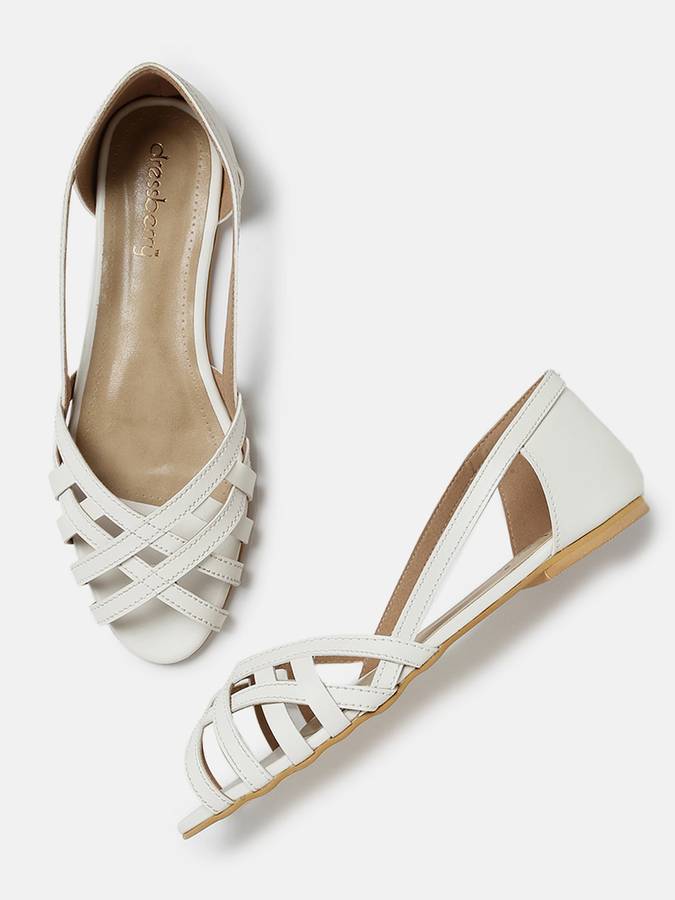 Women White Flats Sandal Price in India