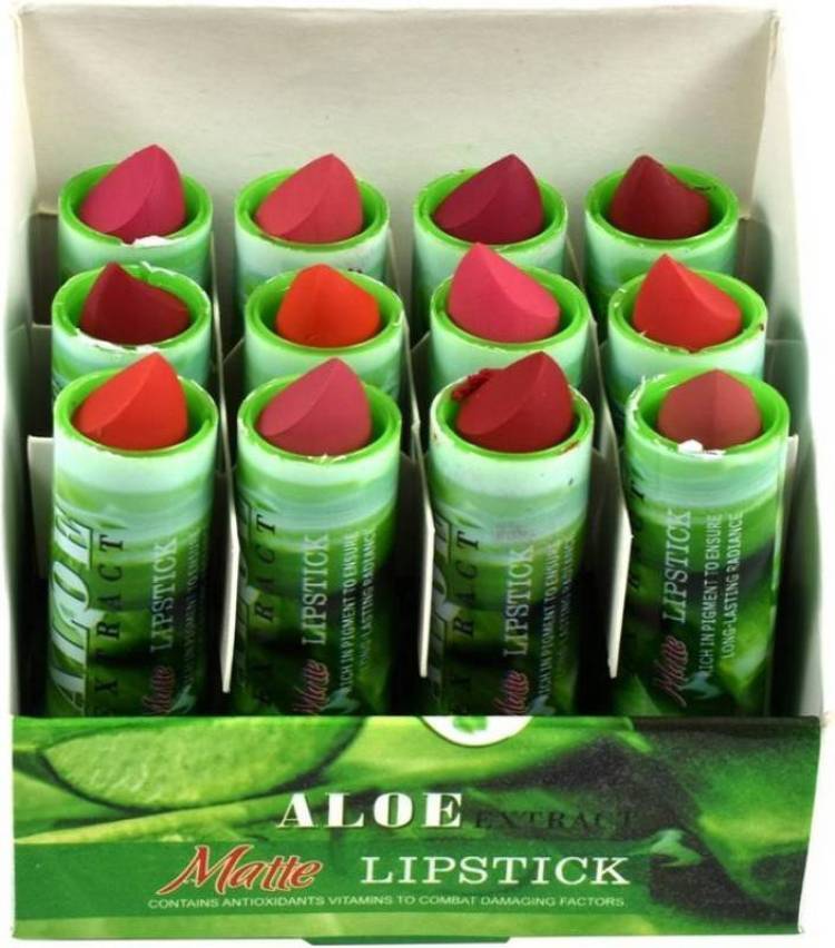 ads Lipstick set of 12 Aloe extract multicolor with moisturizing effect. (Multicolor) Price in India