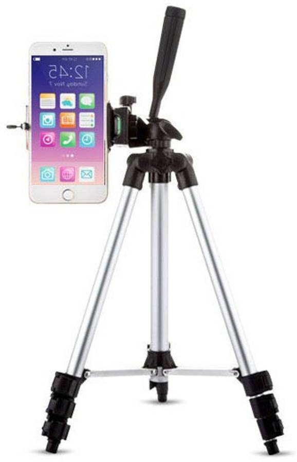casadomani 3110 Tripod stand With 3-Way Head Light weight Digital Camera Tripod with Mobile Clip Holder Best Use for Make Videos on Tiktok,Vigo Video,Snapchat, YouTube and Dubsmash Tripod